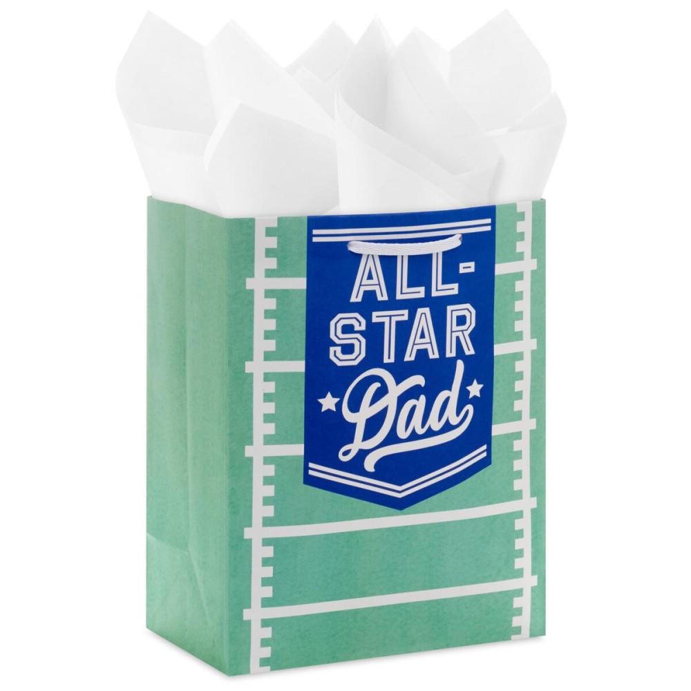 Hallmark 9 Medium Gift Bag with Tissue Paper (All-Star Dad) for Father\'s Day, Birthdays, Valentine\'s Day