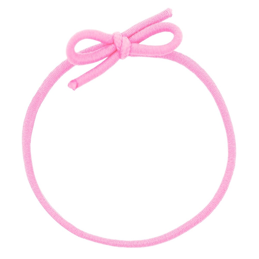 Mandala Crafts 3 Inches Pre-Tied Stretch Loops with Pre Tied Bows from Elastic Ribbon - 100 Pink Elastic Bows Boxes Bows Tags Gift Elastic Wrapping Cord String
