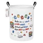 FANKANG Storage Basket, Nursery Hamper Canvas Laundry Basket Foldable with Waterproof PE Coating Large Storage Baskets for Kids Boys and Girls, Office, Bedroom, Clothes,Toys(Reading)