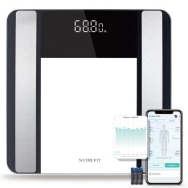 Smart Scale for Body Weight and Fat Percentage, NUTRI FIT Digital Bathroom Scale Bluetooth Biometric Scale for BMI, 17 Metrics Body Composition Analyzer High Accuracy for Weight Loss, Sync App