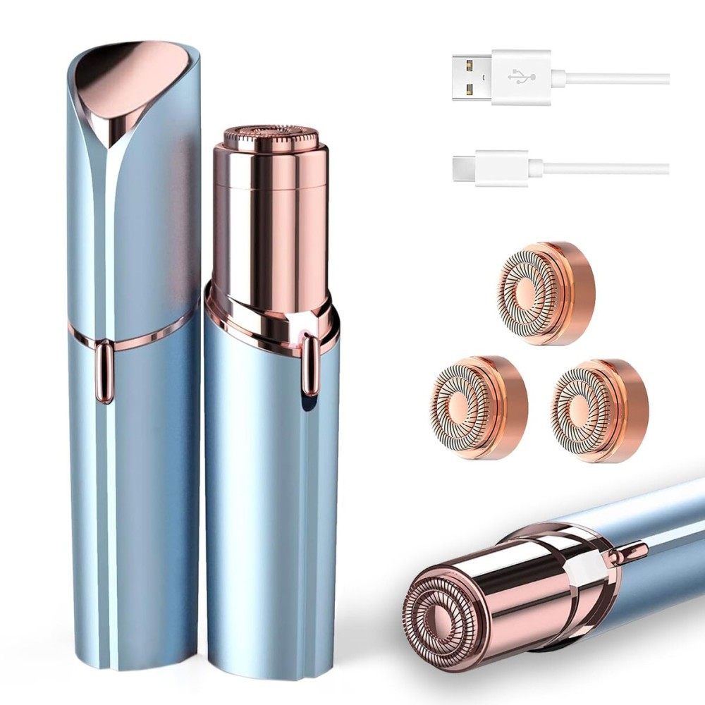 Facial Hair Removal for Women, Face Razors for Women\'s Electric, Rechargeable Women Mustache Remover with 3 Replacement Heads