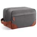 Vorspack Large Travel Toiletry Bag - Hanging Toiletry Bag for Men Water Resistant Canvas Shaving Bag with Large Capacity for Home Travel - Light Grey