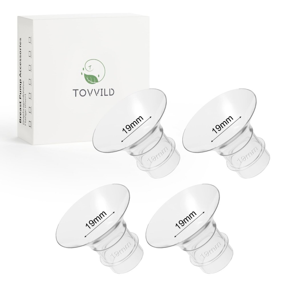TOVVILD 19mm Flange Inserts for 24mm Flange/Shield, Compatible with Momcozy/MOMMED/Spectra Breast Pumps, Pump Parts Replace (4PCS 19mm)