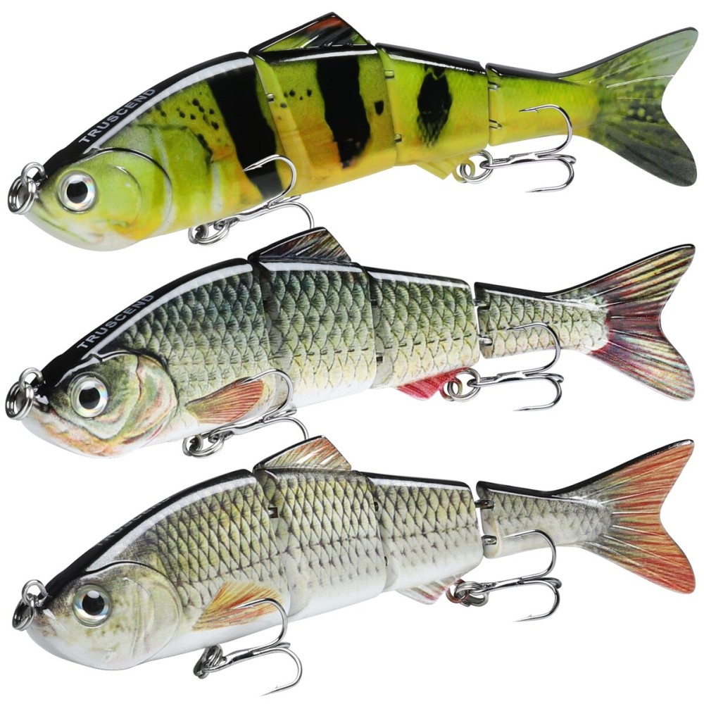 TRUSCEND Fishing Lures for Bass Trout Swimbaits for Bass Fishing Segmented Multi Jointed Swim Baits Slow Sinking Swimming Lures for Freshwater Saltwater Fishing Gear Lure Kit Gifts Plugs