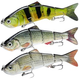 TRUSCEND Fishing Lures for Bass Trout Swimbaits for Bass Fishing Segmented Multi Jointed Swim Baits Slow Sinking Swimming Lures for Freshwater Saltwater Fishing Gear Lure Kit Gifts Plugs