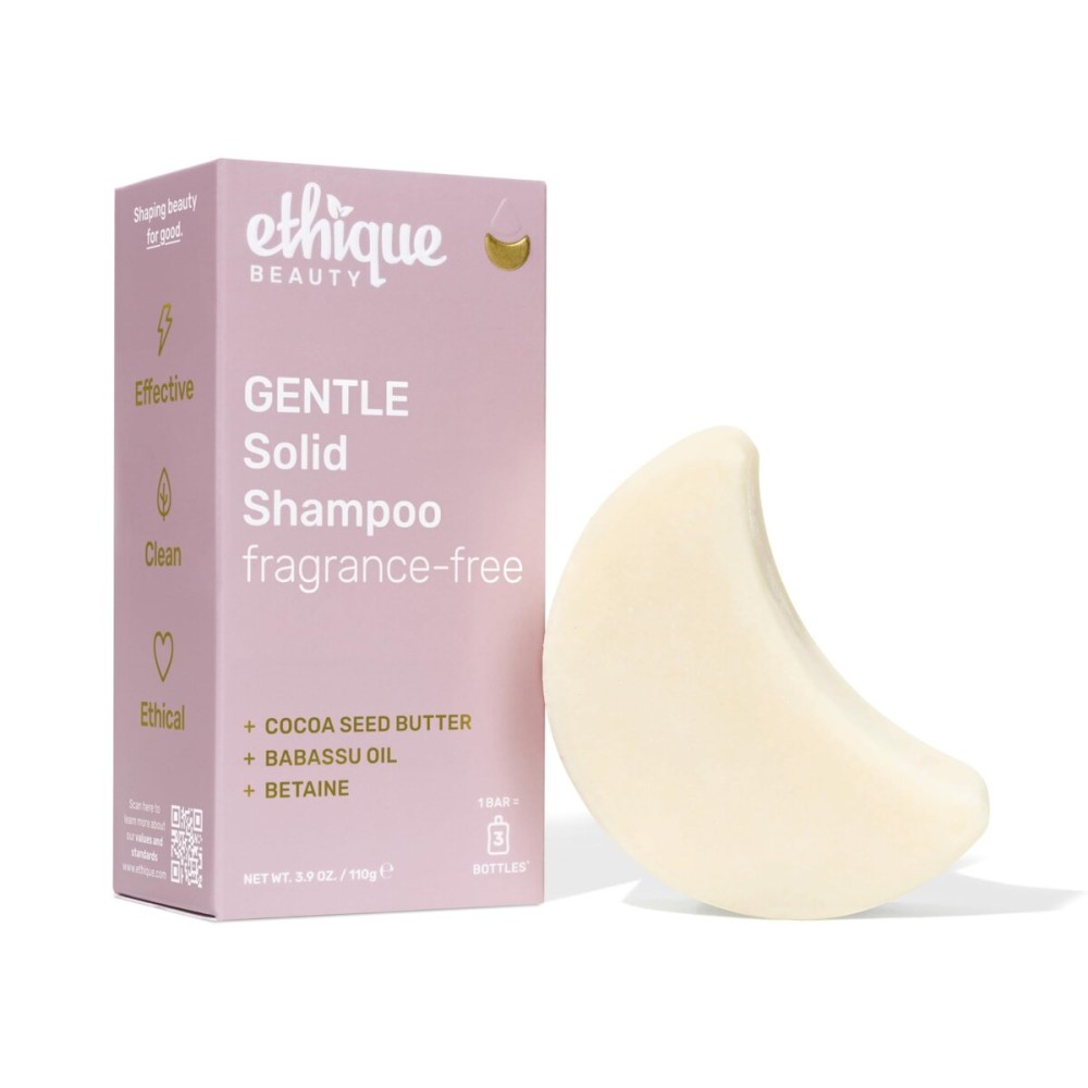 Ethique Gentle Unscented Shampoo Bar with Cocoa Butter - Plastic-Free, Cruelty-Free, Vegan, 3.88 oz - Formerly Bar Minimum