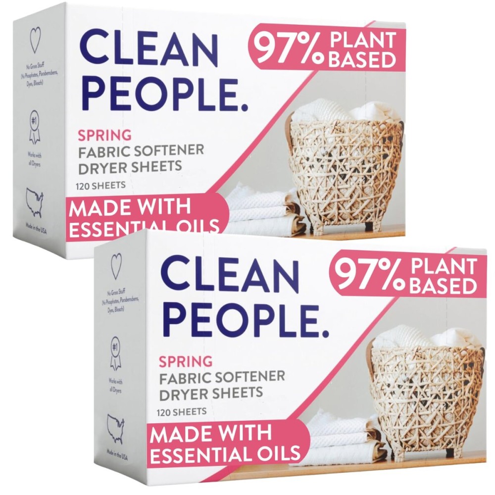 The Clean People Fabric Softener Sheets - Dryer Sheets - Softens & Removes Static Cling - Vegan Laundry Softener, Essential Oils - Spring 240 Pack