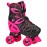 Roller Derby Trac Star Adjustable Skates for Kids, Beginners, Youth Black/Pink Size Medium (12-2)