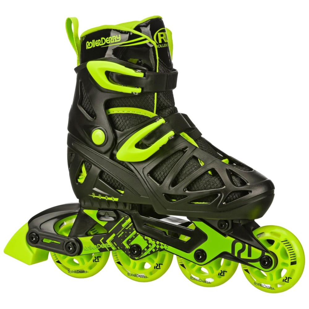 Roller Derby Tracer Adjustable Inline Skates for Boys, Girls, Kids, Beginners, Youth Black/Green Size Small (12J-1)