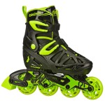 Roller Derby Tracer Adjustable Inline Skates for Boys, Girls, Kids, Beginners, Youth Black/Green Size Small (12J-1)