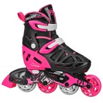 Roller Derby Tracer Adjustable Inline Skates for Boys, Girls, Kids, Beginners, Youth Black/Pink Size Small (12J-2)