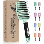 KTKUDY Detangling Brush Boar Bristles HairBrush Make Hair Shiny & Healthier Curved and Vented Detangler Brush for Women Men Kids Wet and Dry Hair (Turquoise)