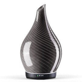 Porseme 280ml Essential Oil Diffuser Glass Color Changing Aroma Air Diffusers Aromatherapy Ultrasonic Cool Mist Humidifier 7 Running Hours Waterless Auto-Off for Sleeping, Yoga, Office (Pure Grey)