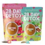 Skinny Boost Detox Tea Kit- 2 PACK -1 Daytime HIBISCUS (28 Bags) + 1 Evening APPLE CINNAMON-(14 Bags) - Herbal Detox for Energy, Bloating & Colon Cleanse - Green Tea, Vegan, Keto, Non-GMO, Sugar-Free