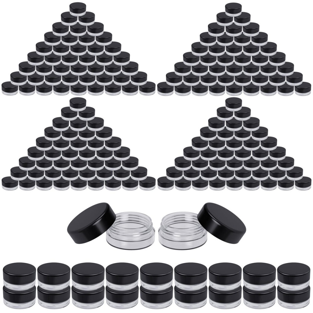 Houseables Sample Containers, Sample Jars, Lip Balm Containers, Mini Jars with Lids, Small, Empty for Makeup, Powder, Gloss, Cosmetic, Tiny, Chapstick, Dab, Wax, Scrub, Little, Plastic, 3 Gram, 200PK