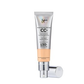 IT Cosmetics CC+ Cream (Light Medium Warm) - Natural Full Coverage Foundation With SPF 50+, Color Corrector & Anti-Aging Hydrating Serum, Hyaluronic Acid + Peptides, Lightweight - 1.08 fl oz