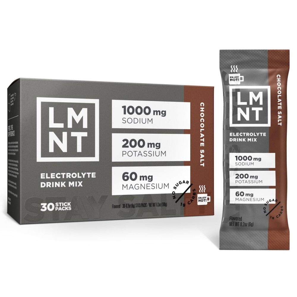 LMNT Zero Sugar Hot Chocolate or Coffee Mixer - Chocolate Salt | Drink Mix | 12-Count