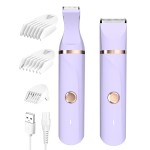 Bikini Trimmer for Women,Painless Electric Razor for Pubic Hair,Rechargeable Body Hair Trimmer,Electric Shaver Removal with Snap-in Ceramic Blades IP7X Washable Head,Wet and Dry Use, Light Purple