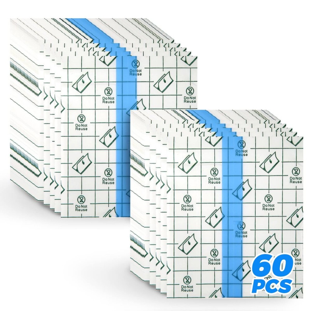 60 Pcs - Cut Sheets 4 in x 4.8 in Tattoo Aftercare Waterproof Bandages Tattoo Cover Up Tape, Tattoo Supplies Second Skin Transparent Film Wound Healing Protective Clear Sterile and Safe Bandages