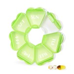 MOLN HYMY Large Weekly Pill Box 7 Day, Cute Pill Case Organizer 1 time a Day, Floral Pill Container Once Daily, Pretty Medicine Dispenser for Vitamin/Fish Oil/Medication/Supplements (Green)