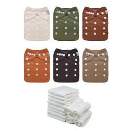 ALVABABY Newborn Cloth Diapers,Reusable Cloth Nappy for Preemie,6pcs Diaper Covers with 12 Newborn Diaper Inserts, Less Than 12pounds Baby Boy 6SVB112A