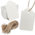 PH PERKHOMY 180 Pcs Glitter Brown Paper Gift Tags with String, Blank Price Tags for Gifts Crafts Wedding Christmas, Cloth Grain