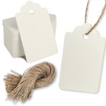 PH PERKHOMY 180 Pcs Glitter Brown Paper Gift Tags with String, Blank Price Tags for Gifts Crafts Wedding Christmas, Glitter Natural White