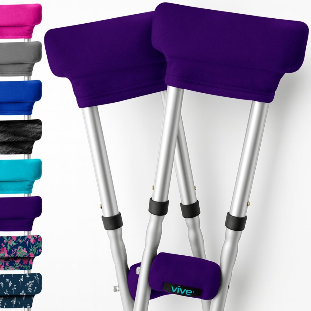 Vive Premium Crutch Pads & Hand Grips - Comfortable, Breathable, Machine Washable Padding - Moisture Wicking & Odor Reducing Pillow Accessory Covers for Adult & Youth Walking Crutches