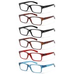 NORPERWIS Reading Glasses 6 Pairs Quality Readers Spring Hinge Glasses for Reading for Men and Women (6 Pack Mix Color -2, 1.00)