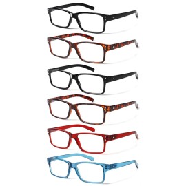 NORPERWIS Reading Glasses 6 Pairs Quality Readers Spring Hinge Glasses for Reading for Men and Women (6 Pack Mix Color -2, 1.00)