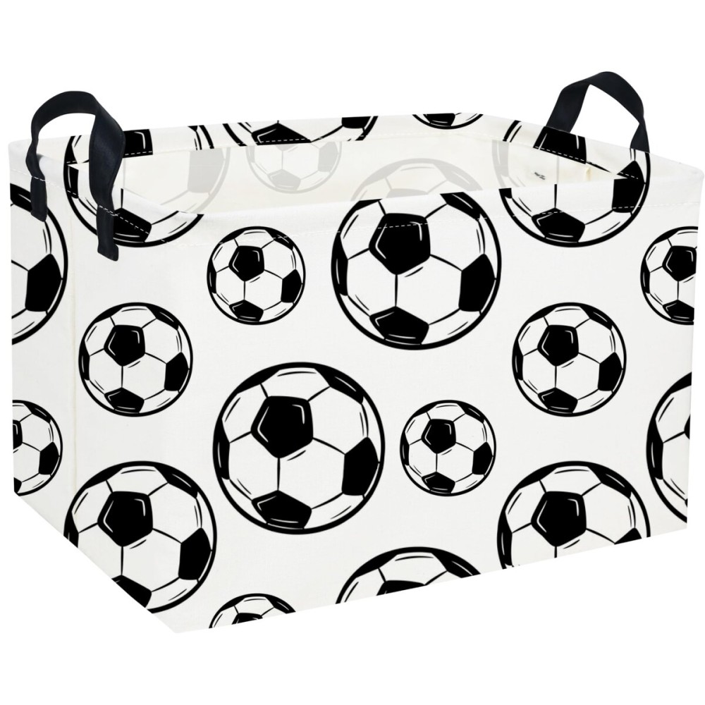 Essme Rectangular Soccer Basket Kids Storage Box,Boys Storage Bins Organizer with Handles for Room Decor, Kids Basket,Shelf Basket.(Soccers)