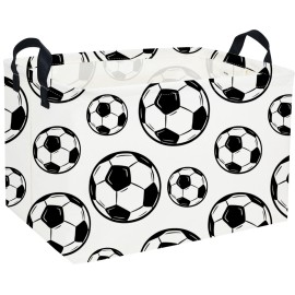 Essme Rectangular Soccer Basket Kids Storage Box,Boys Storage Bins Organizer with Handles for Room Decor, Kids Basket,Shelf Basket.(Soccers)
