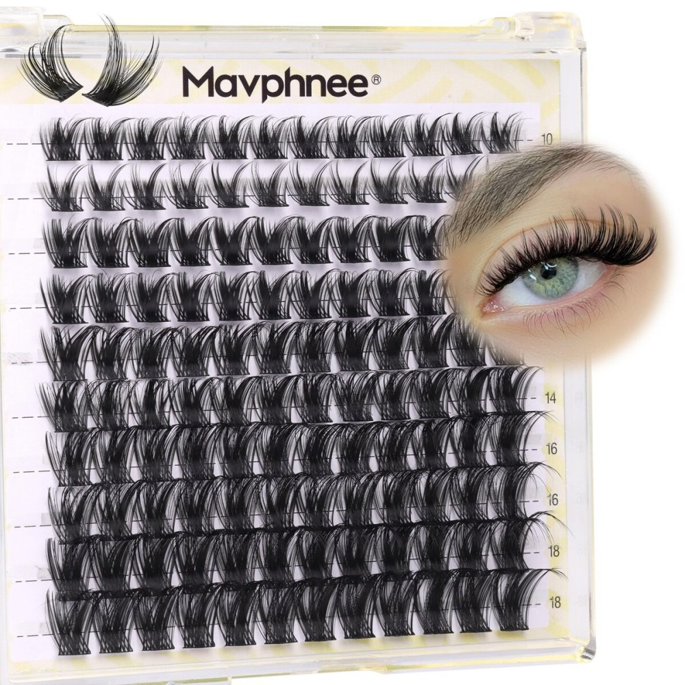 Eyelash Clusters Wispy Lash Extensions Natural Individual Lashes D-Curly Cluster Lashes 10-18MM DIY at Home Cluster Eyelash Extensions 120 Pcs Eye Lash Clusters by Mavphnee