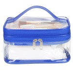 HAOGUAGUA Double Layer Clear Cosmetic Bag Makeup Bag, Waterproof Travel Toiletry Bag, Transparent PVC Pouch Organizer (Blue)
