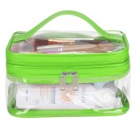 HAOGUAGUA Double Layer Clear Cosmetic Bag Makeup Bag, Waterproof Travel Toiletry Bag, Transparent PVC Pouch Organizer (Green)