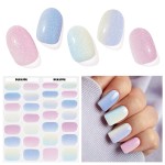 DUKASOU Semi Cured Gel Nail Strips, Mermaid | 28 pcs Gel Nail Strips Work with Any UV Lamp, Salon Quality UV Nails Stickers, Easy to Apply for Home Nails DIY
