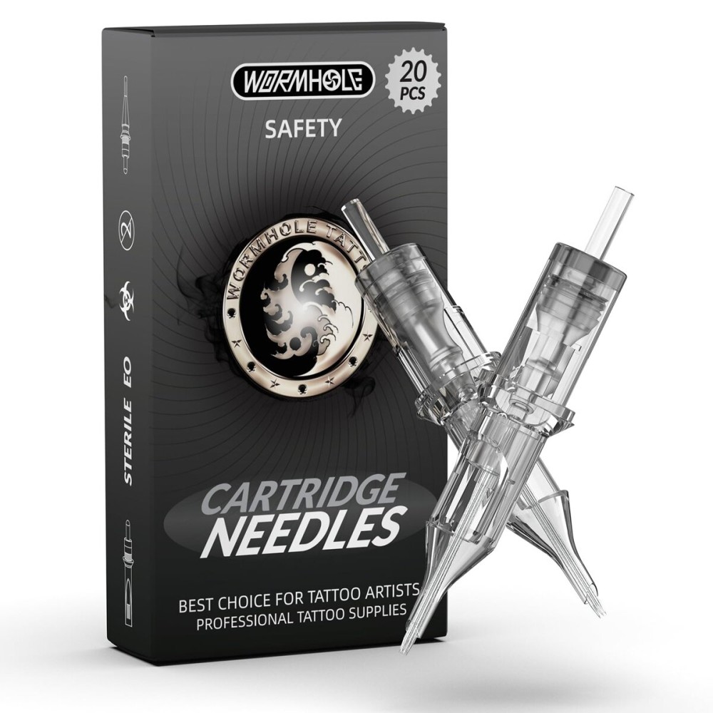 Wormhole Tattoo 20Pcs Tattoo Needles 9RL Disposable Tattoo Cartridge Needles Round Liner for Tattoo Gun Cartridge Machine Permanent Makeup (1209RL)