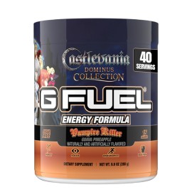 G Fuel Castlevania Vampire Killer Energy Drink Powder, Pre Workout Caffeine Mix for Gaming, Sugar Free Focus Amino + Antioxidants, 9.9oz (Pineapple Guava Citrus, 40 Servings)