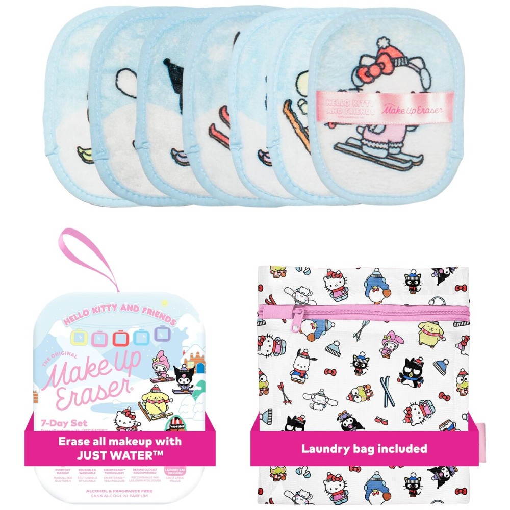The Original MakeUp Eraser 7-Day Set, Erase All Makeup With Just Water, Including Waterproof Mascara, Eyeliner, Foundation, Lipstick, Sunscreen, and More! Hello Kitty Skiing, 7ct