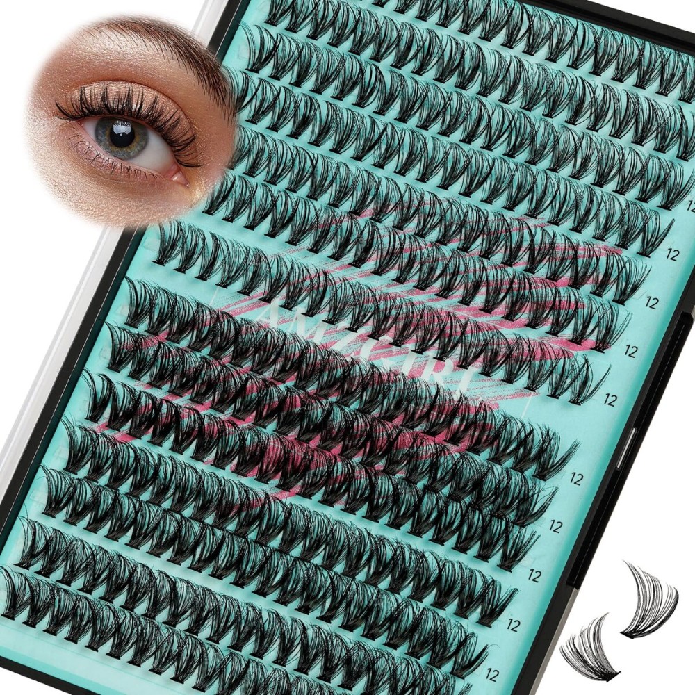 Lash Clusters Wispy 280PCS Eyelash Extension 30D 40D Cluster Lashes Individual Lashes DIY Lash Extension Natural Look Cluster Eyelash Extensions Soft False Eyelashes at Home for Beginners(12mm)