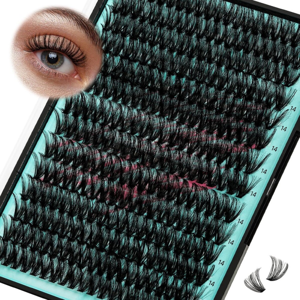 Lash Clusters Wispy 280PCS Eyelash Extension 40D 50D Cluster Lashes Individual Lashes DIY Lash Extension Natural Look Cluster Eyelash Extensions Soft False Eyelashes at Home for Beginners(14mm)