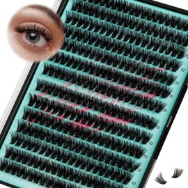 Lash Clusters Wispy 280PCS Eyelash Extension 80D Cluster Lashes Individual Lashes DIY Lash Extension Natural Look Cluster Eyelash Extensions Soft False Eyelashes at Home for Beginners(10mm)