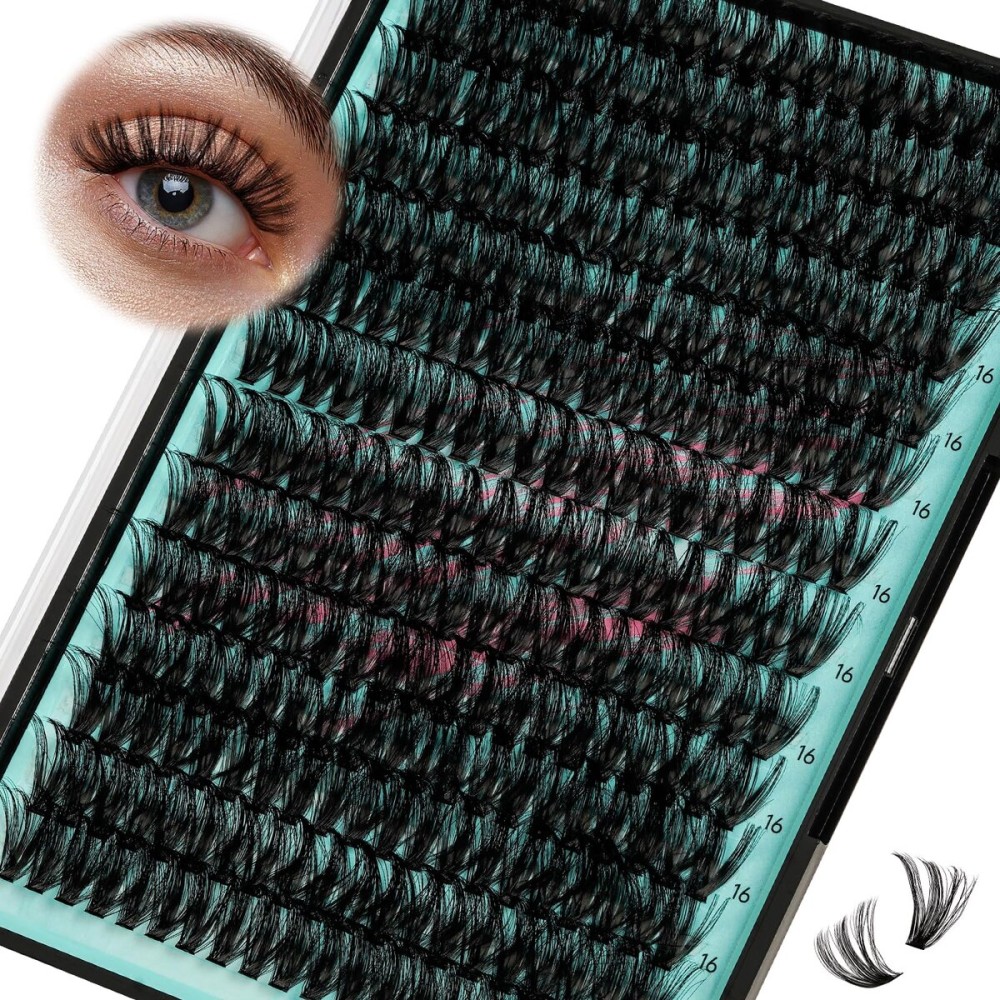 Lash Clusters Wispy 280PCS Eyelash Extension 70D Cluster Lashes Individual Lashes DIY Lash Extension Natural Look Cluster Eyelash Extensions Soft False Eyelashes at Home for Beginners(16mm)