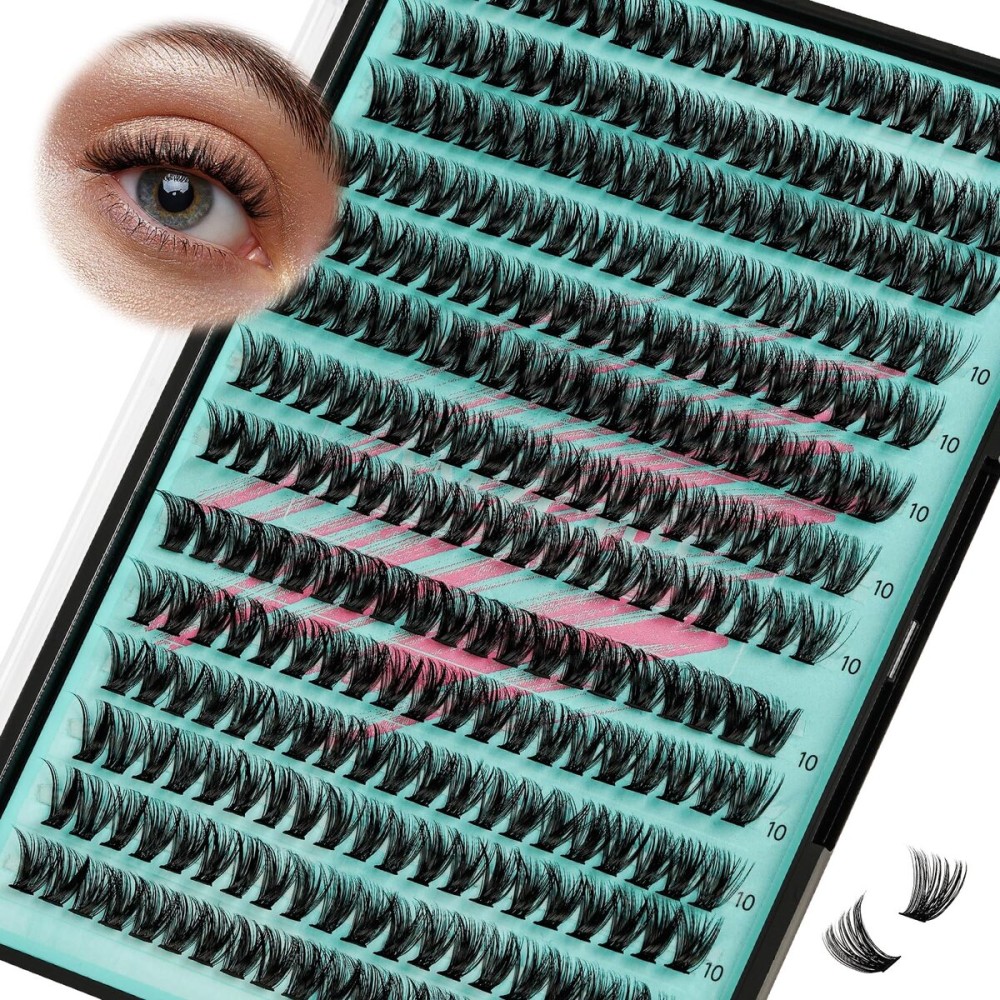 Lash Clusters Wispy 280PCS Eyelash Extension 50D Cluster Lashes Individual Lashes DIY Lash Extension Natural Look Cluster Eyelash Extensions Soft False Eyelashes at Home for Beginners(10mm)
