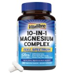 10 in 1 Magnesium Complex, 420mg Elemental Magnesium | Ultra Strength, Max Absorption | Chelated Magnesium Supplement for Sleep, Nerves & Heart Health | Non-GMO, 240 Vegan Capsules
