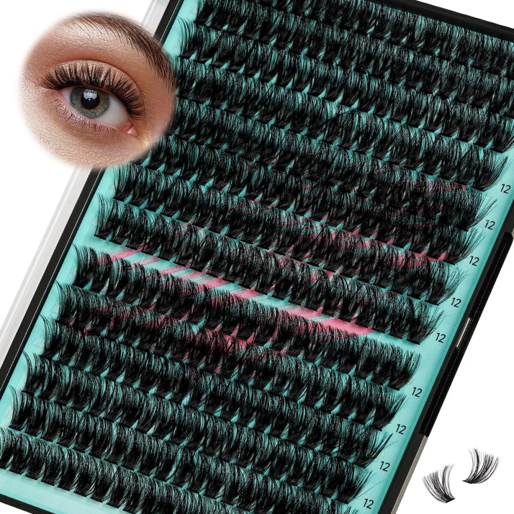 Lash Clusters Wispy 280PCS Eyelash Extension 80D Cluster Lashes Individual Lashes DIY Lash Extension Natural Look Cluster Eyelash Extensions Soft False Eyelashes at Home for Beginners(12mm)