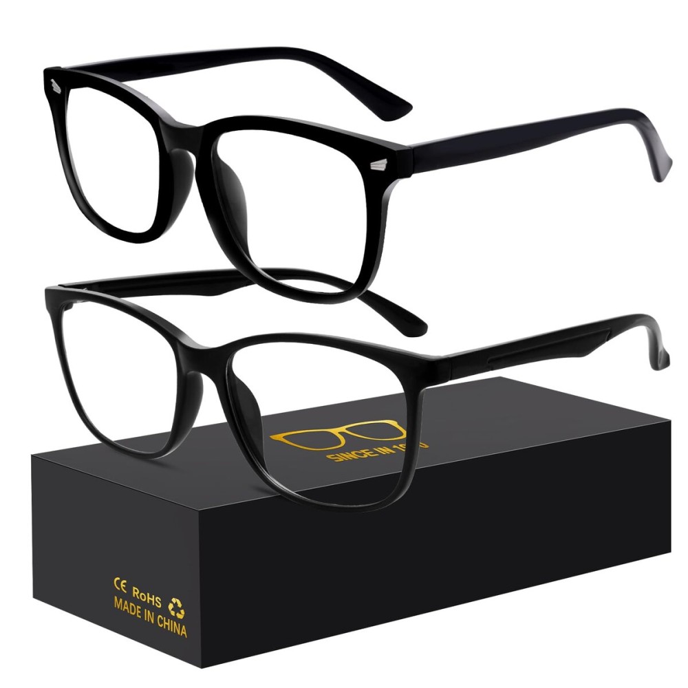 Oilway Blue-Light Blocking Glasses Computer Reading/Gaming/TV/Phones Glasses Fashion Anti Eyestrain UV Glasses for Women Men(H5-black+8082black)