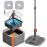 KZKR Upgraded Spin Mop and Bucket Set, Separate Clean and Dirty Water System, 360 Foldable Square Mop Head with Washable Microfiber Mops Pad, Detachable Bucket for Home Floor Cleaning