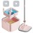 KZKR Square Spin Mop and Bucket Set with Self Separation Dirty and Clean Water System,Self Wringing 360 Rotating Mops Head for Home Floors Cleaning (2.0 mop Bucket Set with 2 Pads)