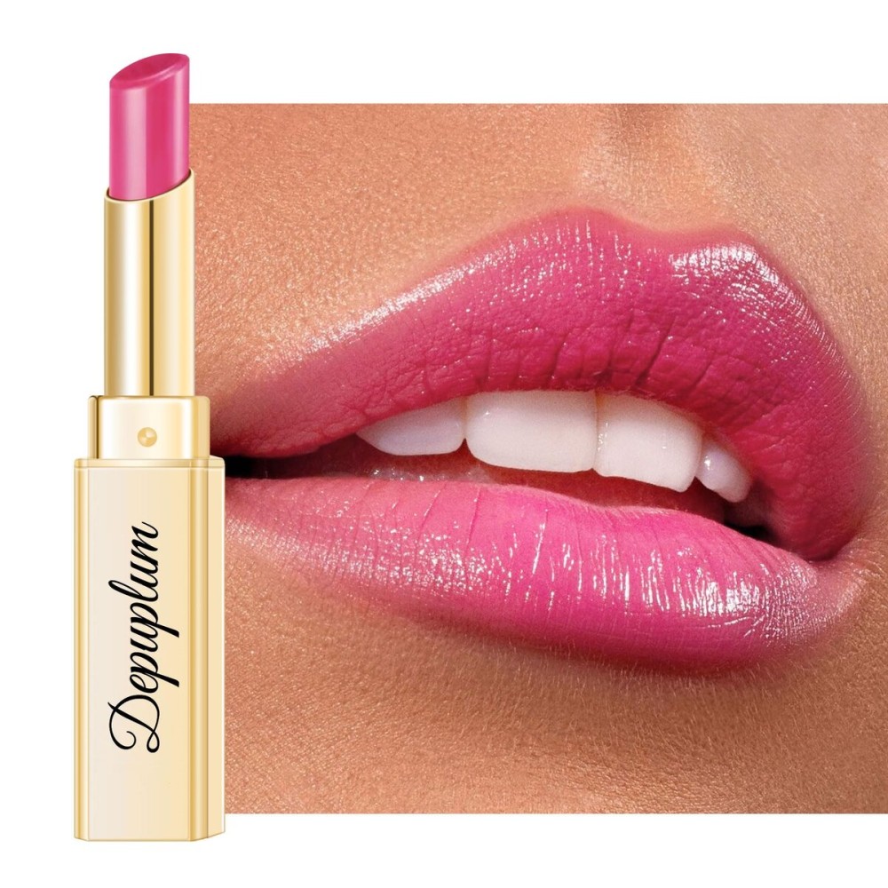 Depuplum Pink Lipstick for Women Hydrate Glossy Lipstick Moisture Lip Gloss Sheer-Medium Coverage Hot Pink Shine Tinted Lip Balm for Dry Lips, DM89 Hot Pink